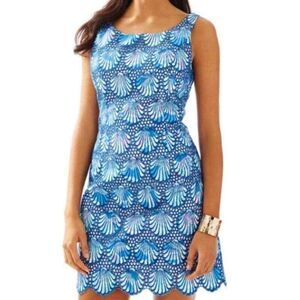 Lilly Pulitzer Aralyn Shift Dress Women's Size 0 Bay Blue Shell Eyelet